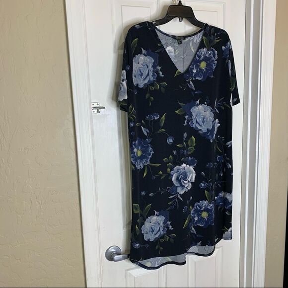 CHRISTIAN SIRIANO V-Neck Tunic DRESS Black Floral - Size XL - Picture 2 of 8